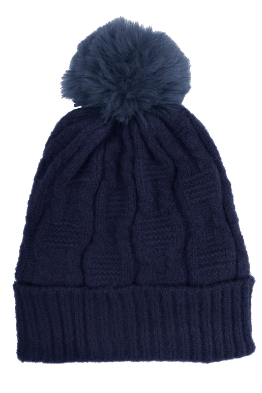 Fleece Lined Cable Knit Hat