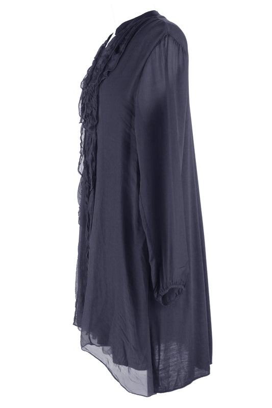 Frill Tassel Silk Blouse