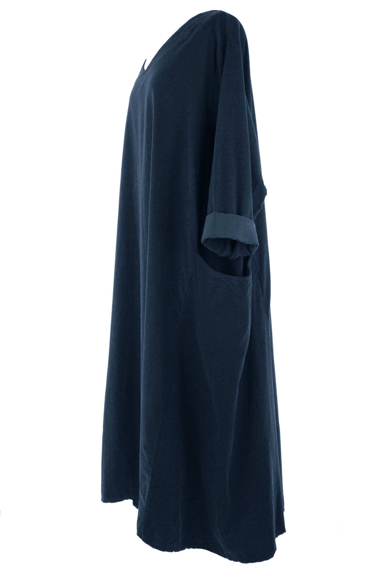 V Neck Corduroy Midi