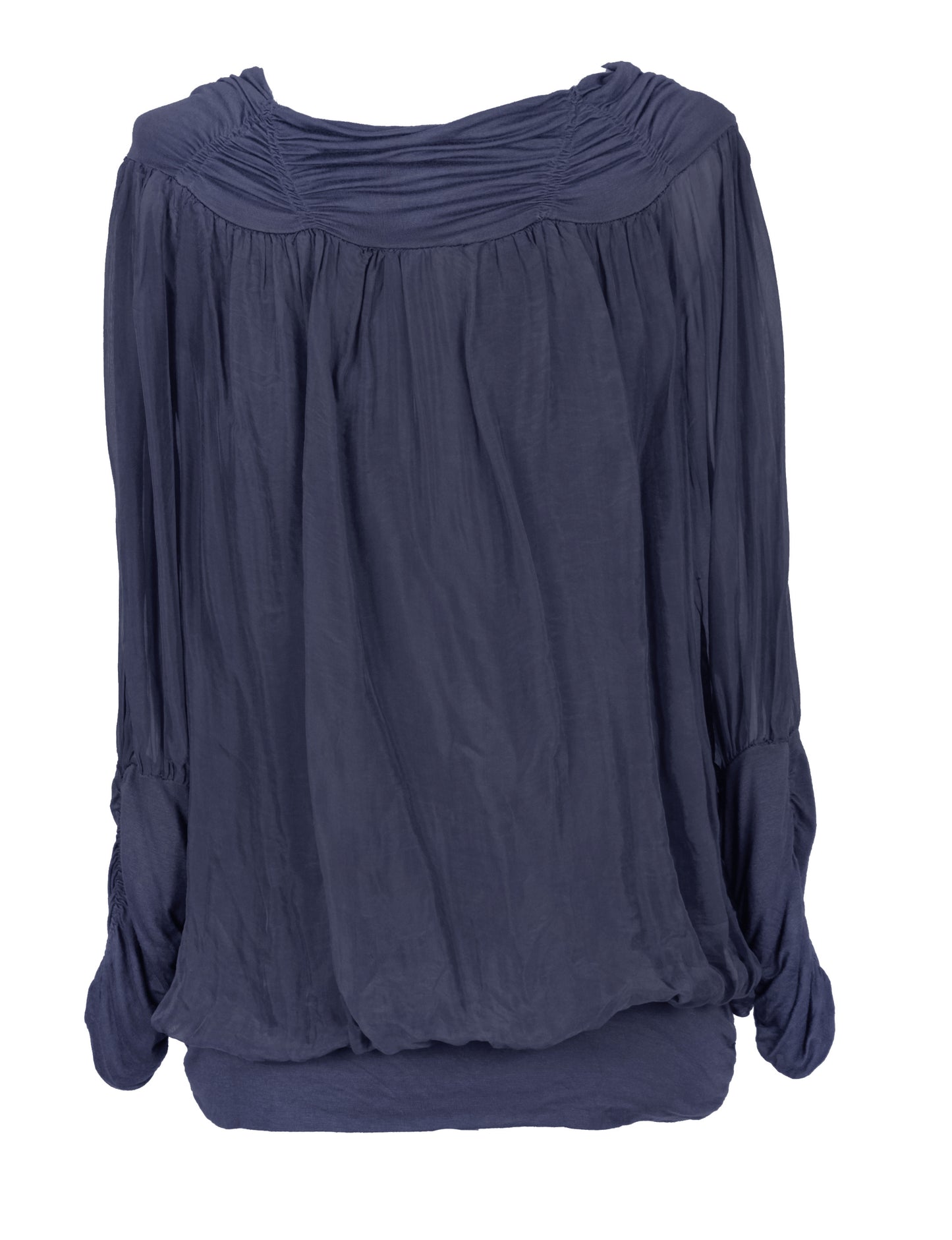 Ruched Neck Silk Blouse