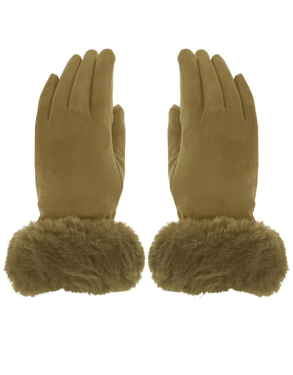 Faux Fur Cuff Suede Gloves