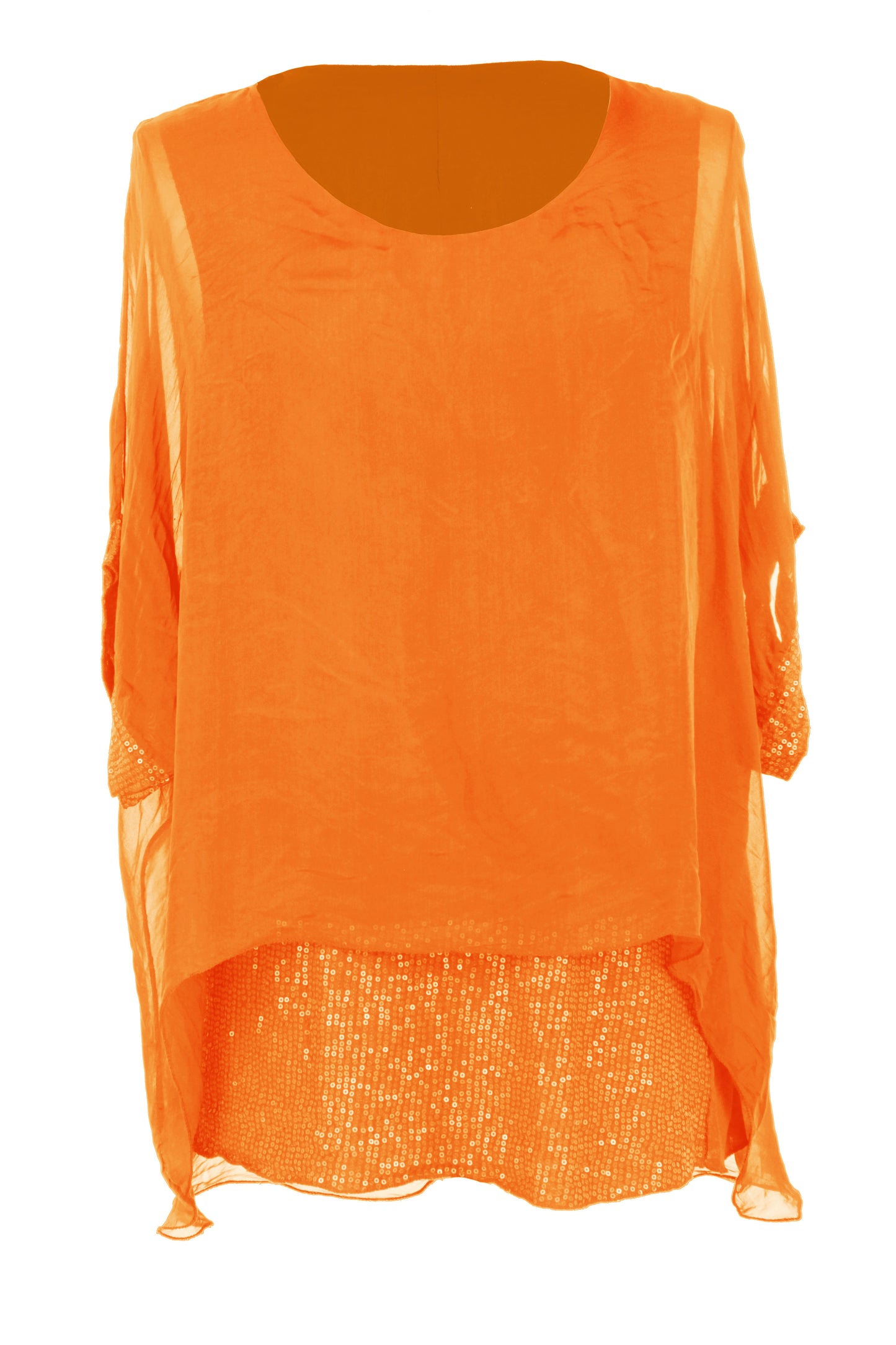 Sequin Hem Silk Top