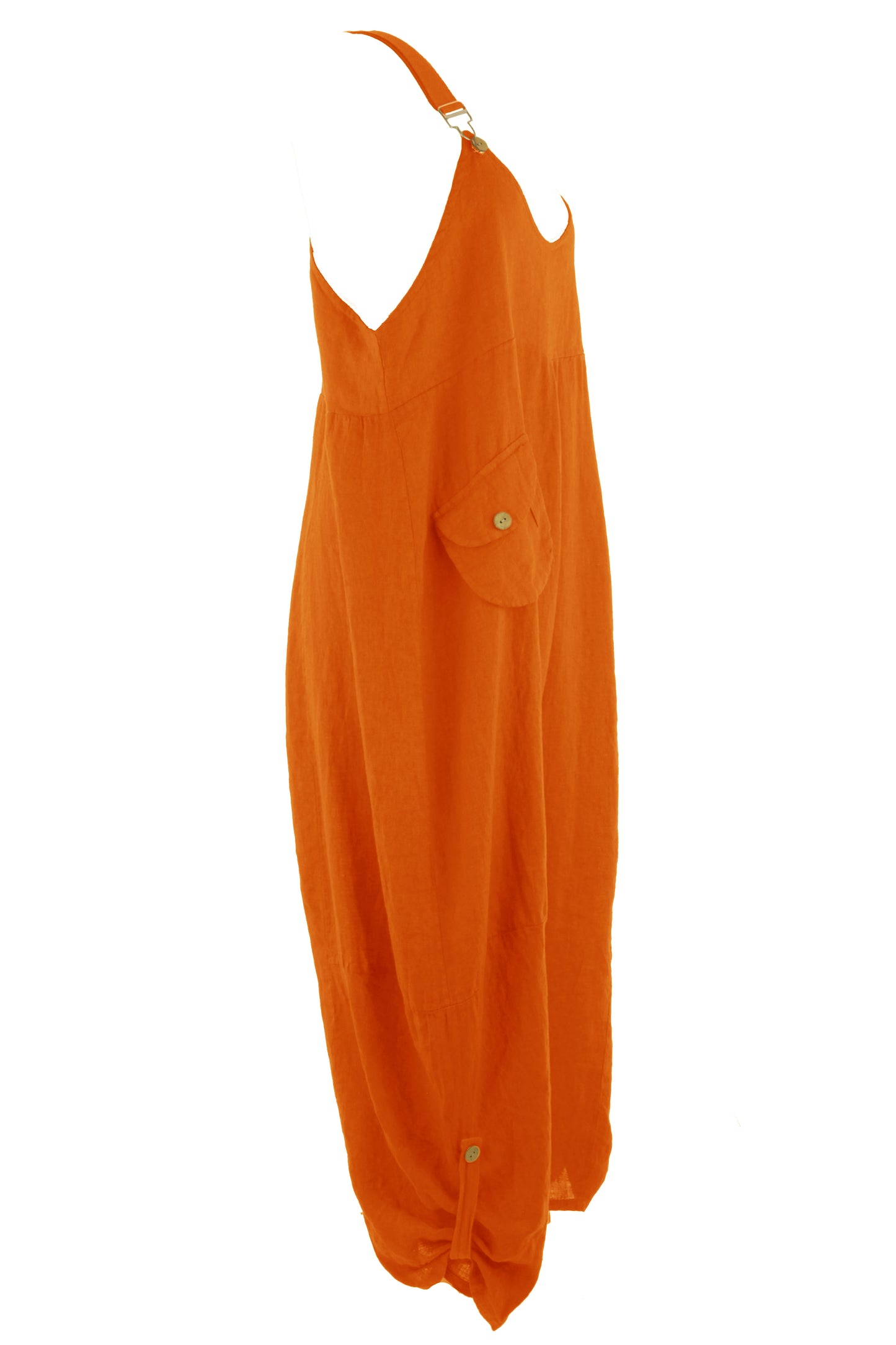 Flap Pocket Linen Jumpsuit