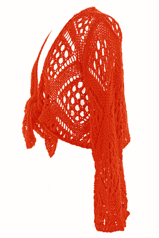 Tie Front Crochet Shrug