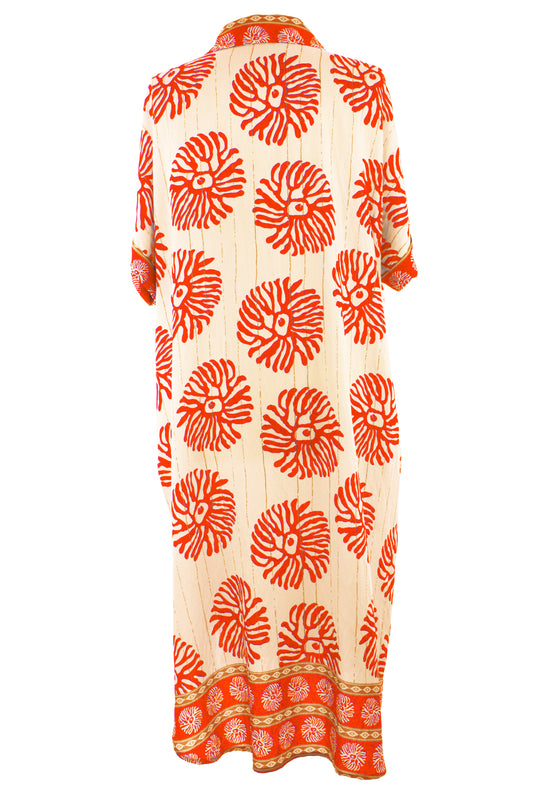 Boho Print Collar Midi