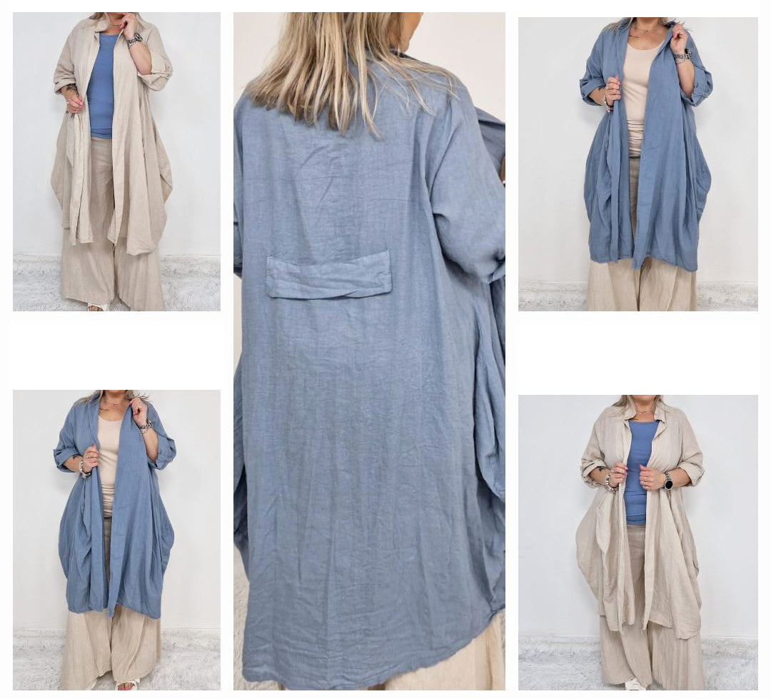 Tab Back Linen Jacket