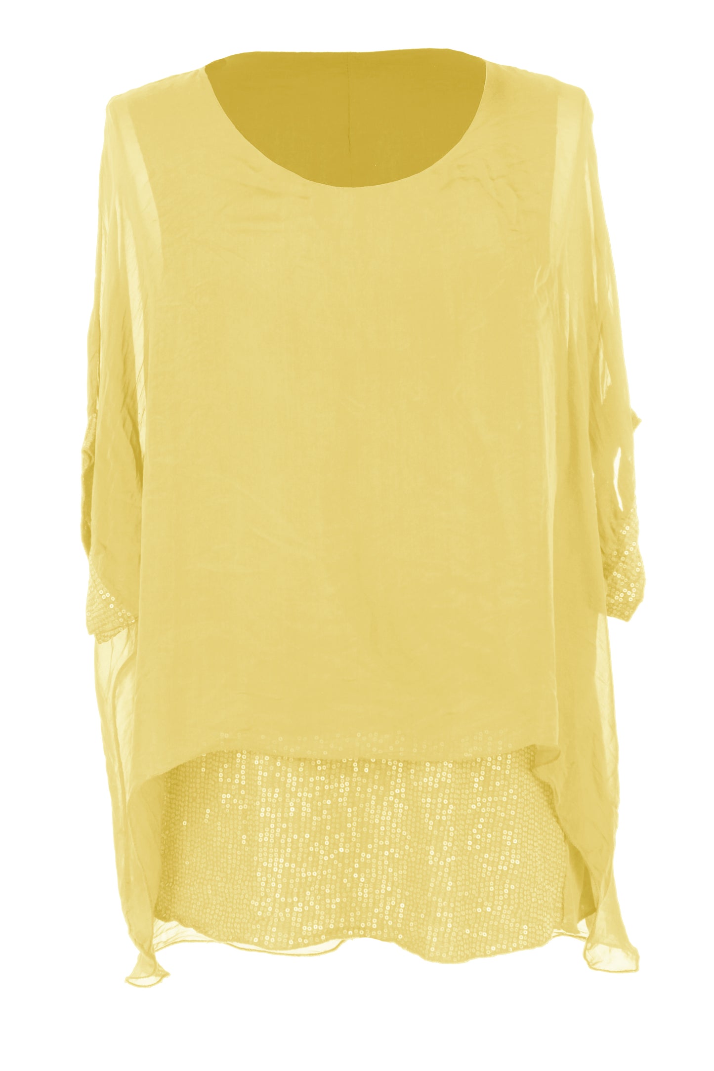 Sequin Hem Silk Top