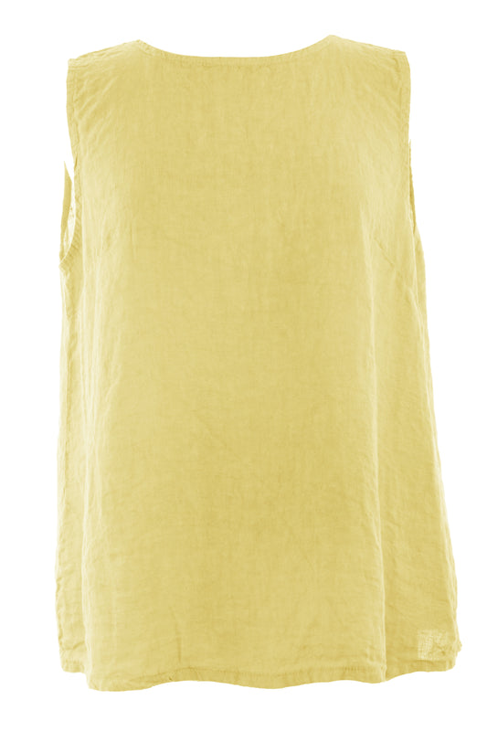 Sleeveless Button Back Linen Top