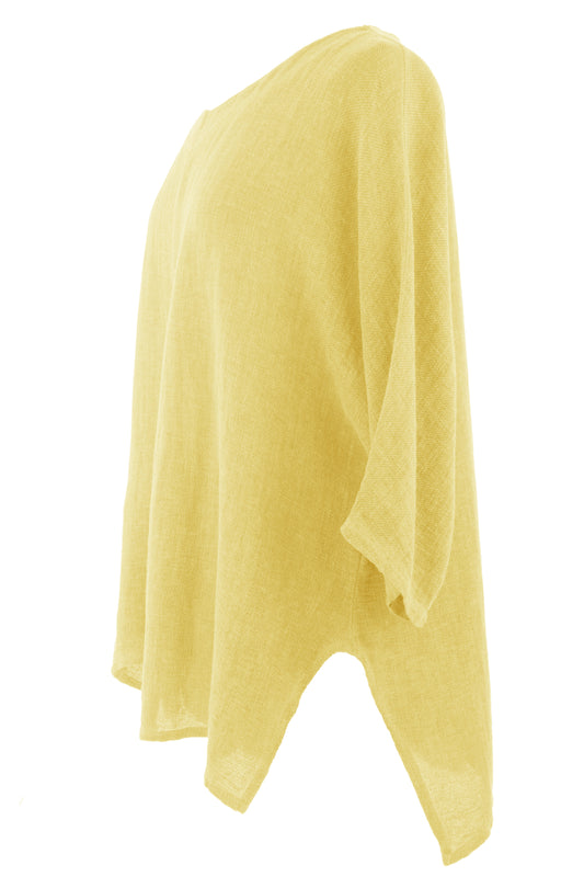 V Cutout Hem Linen Teabag Top