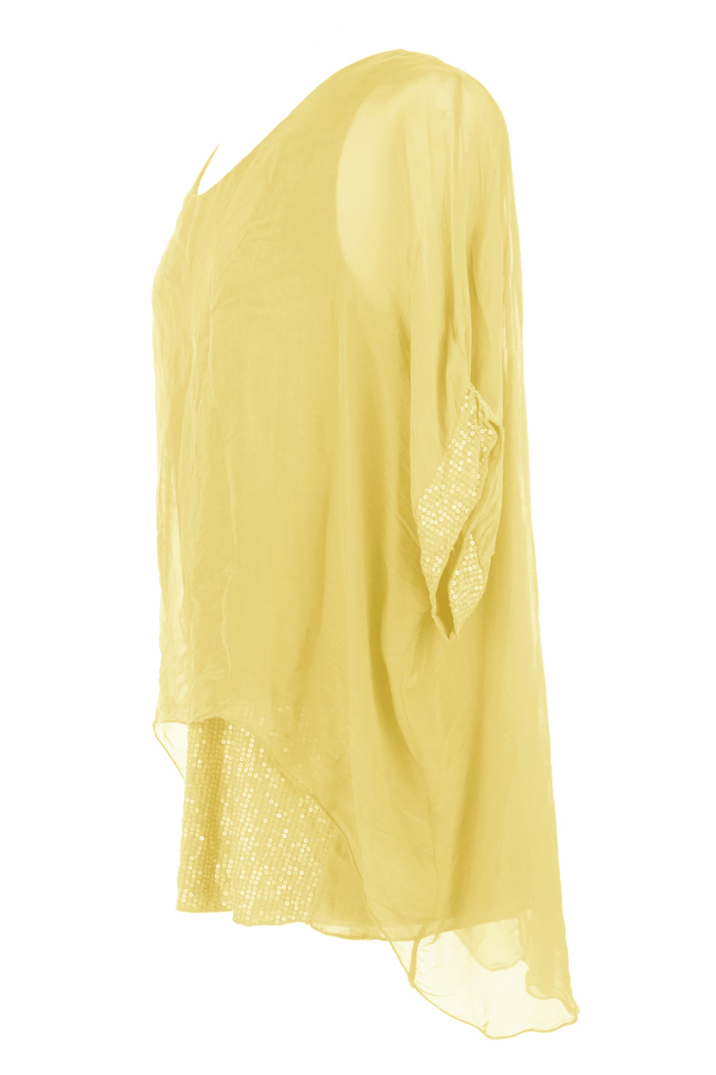 Sequin Hem Silk Top