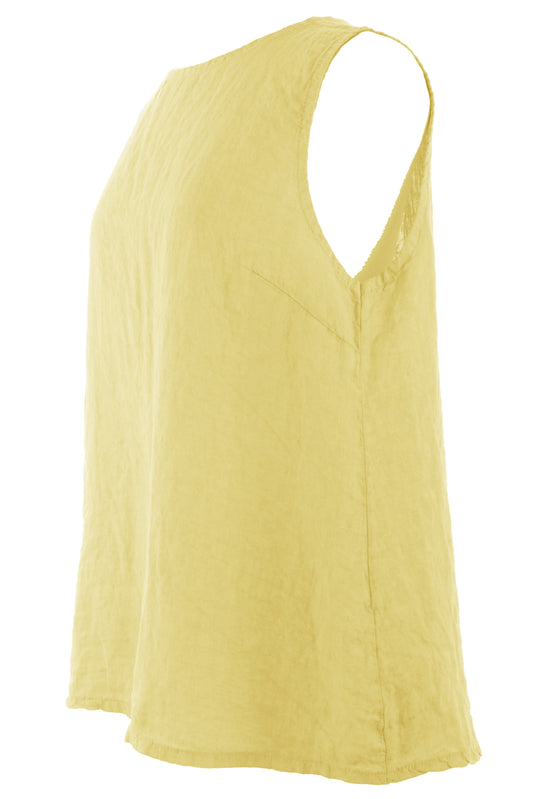 Sleeveless Button Back Linen Top
