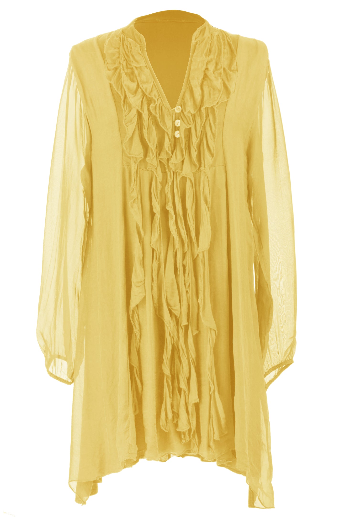 Frill Tassel Silk Blouse