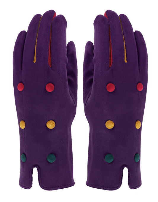 Button Detail Suede Gloves