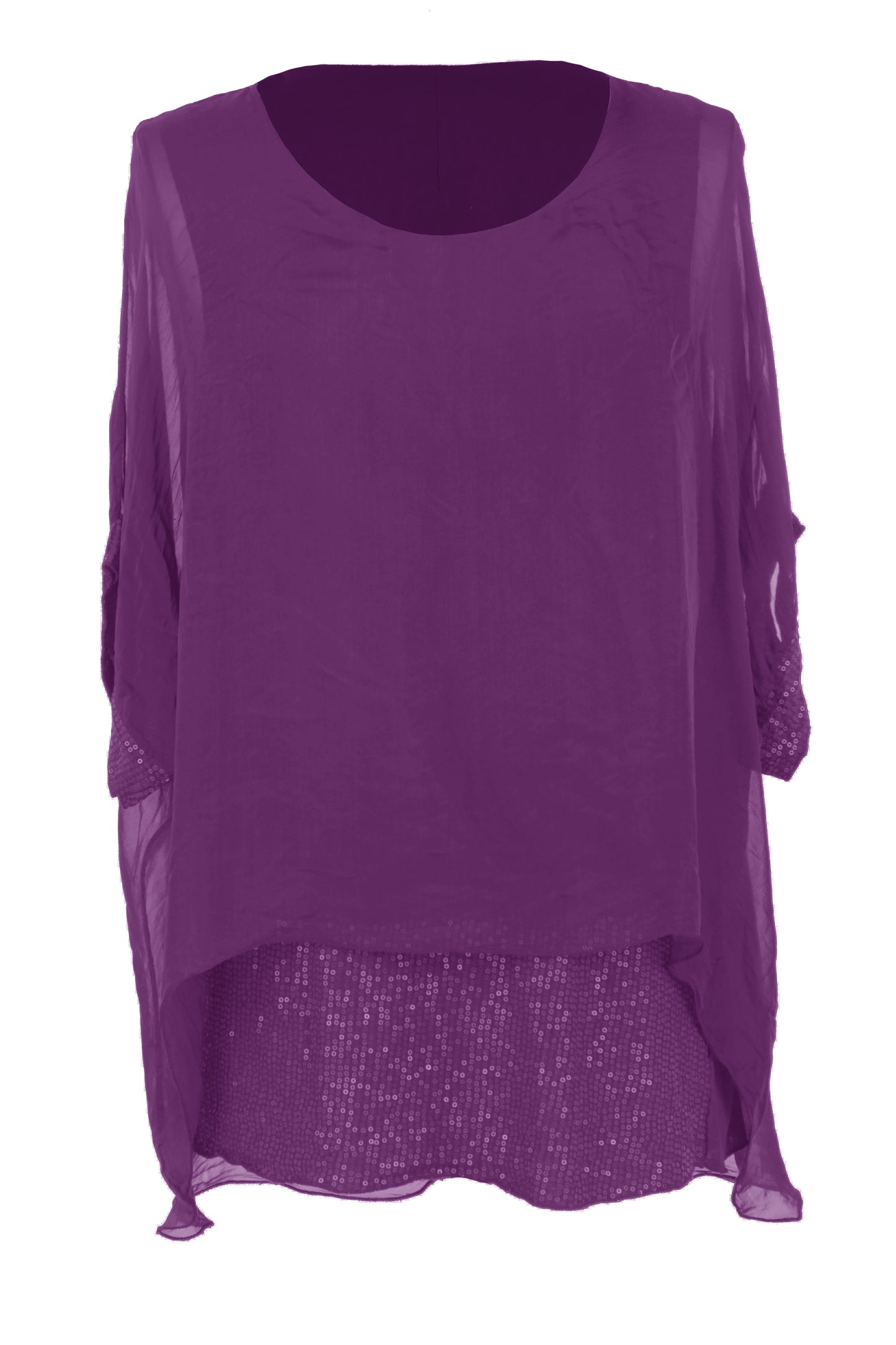 Sequin Hem Silk Top