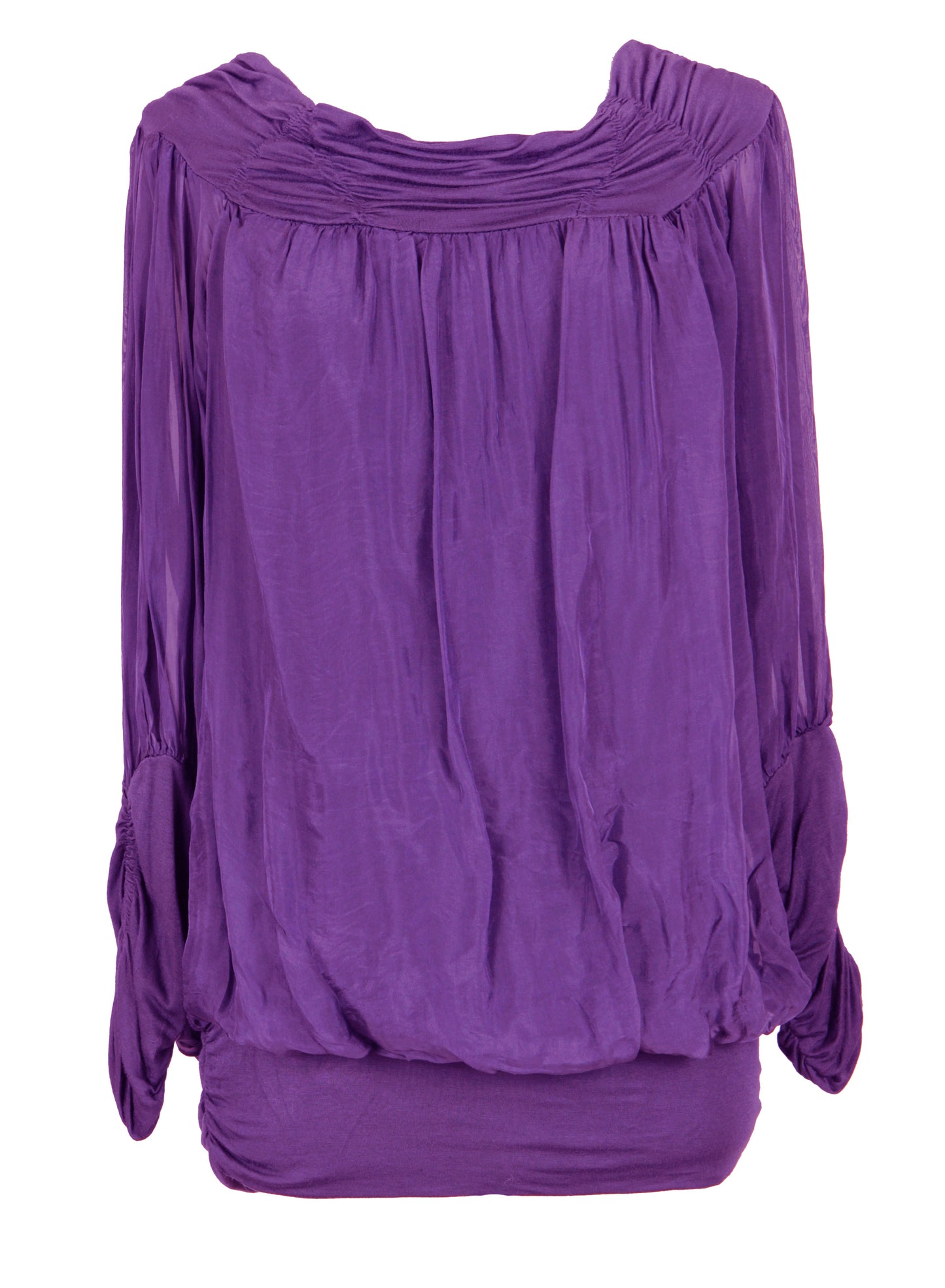 Ruched Neck Silk Blouse