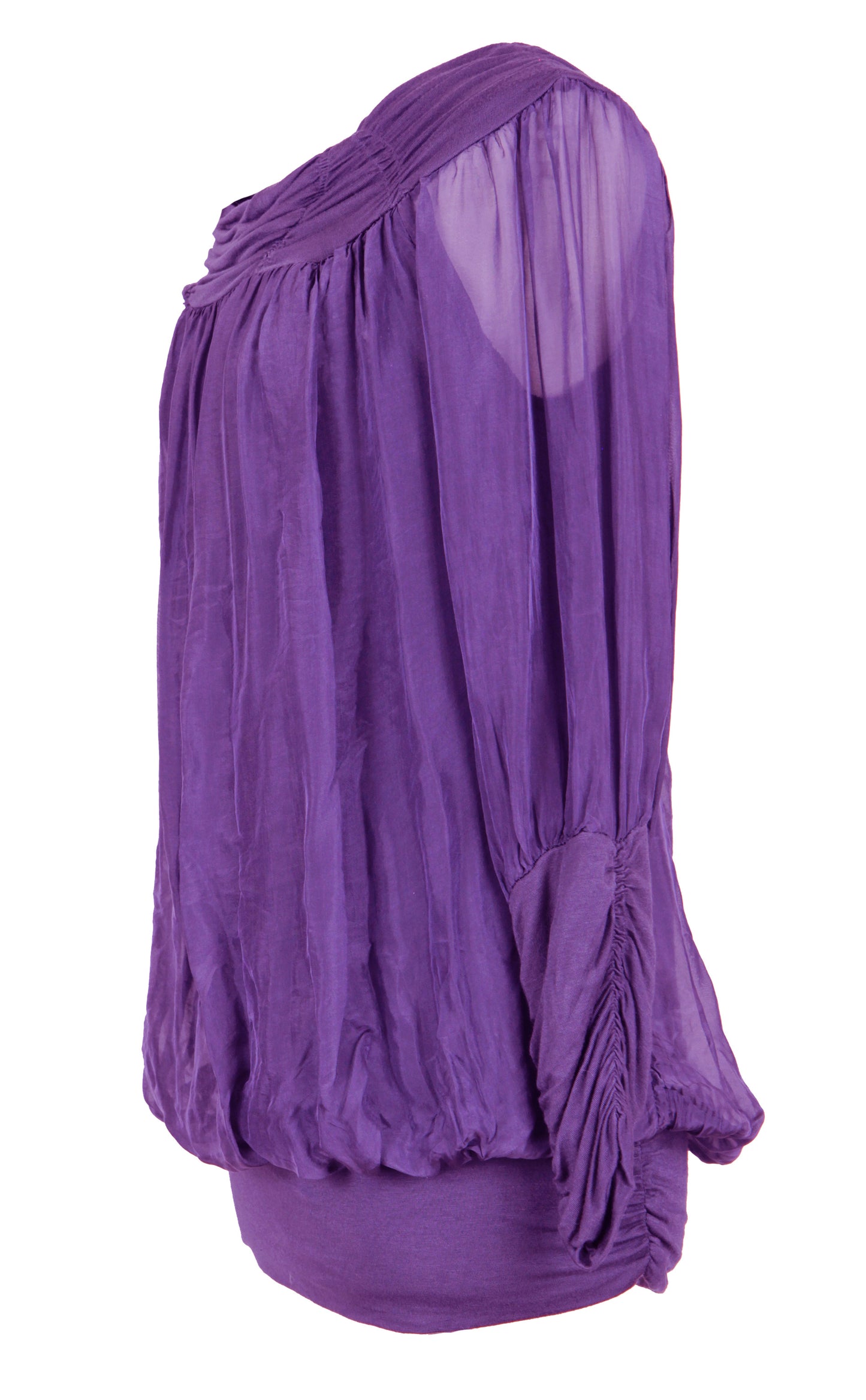 Ruched Neck Silk Blouse