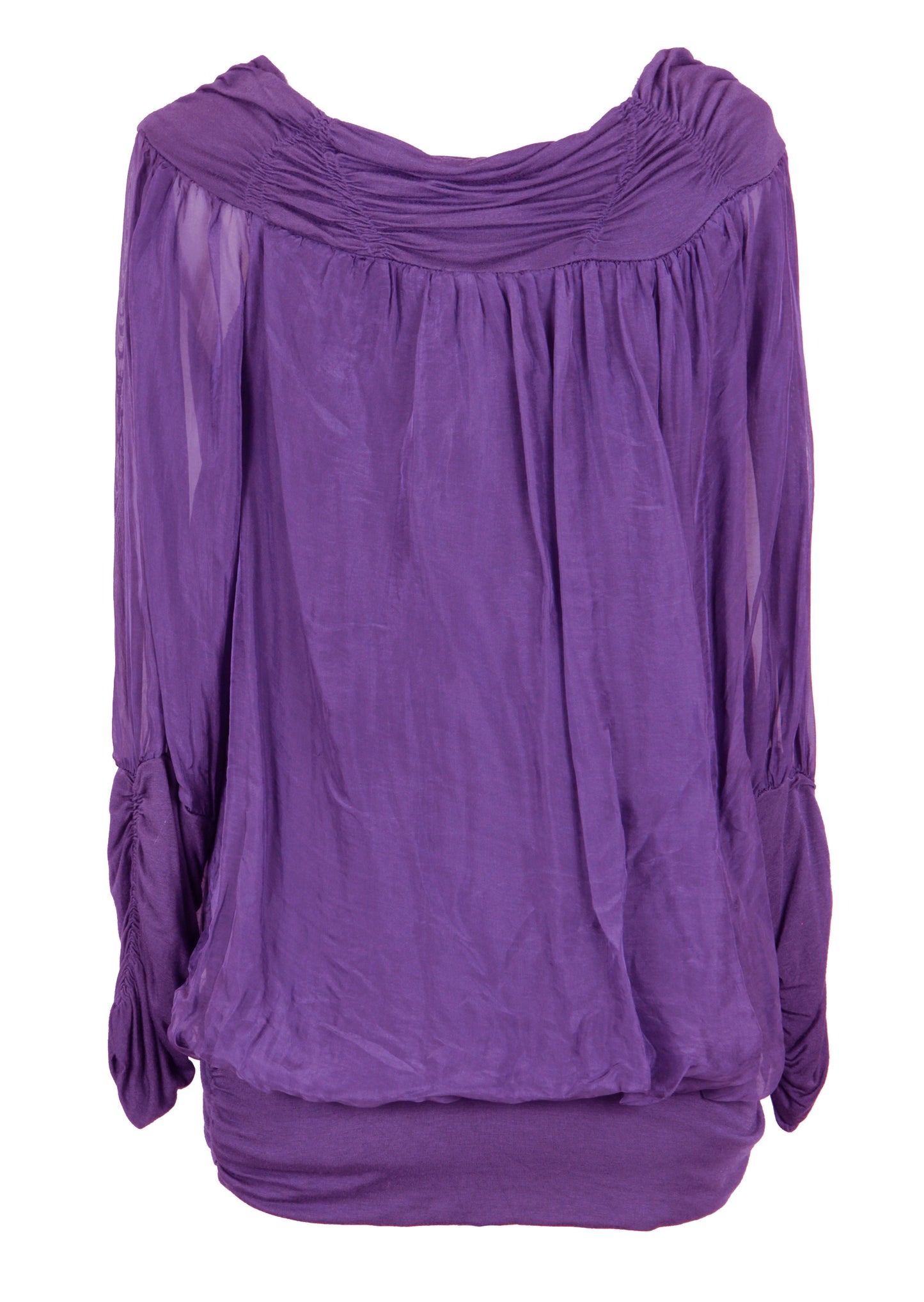 Ruched Neck Silk Blouse