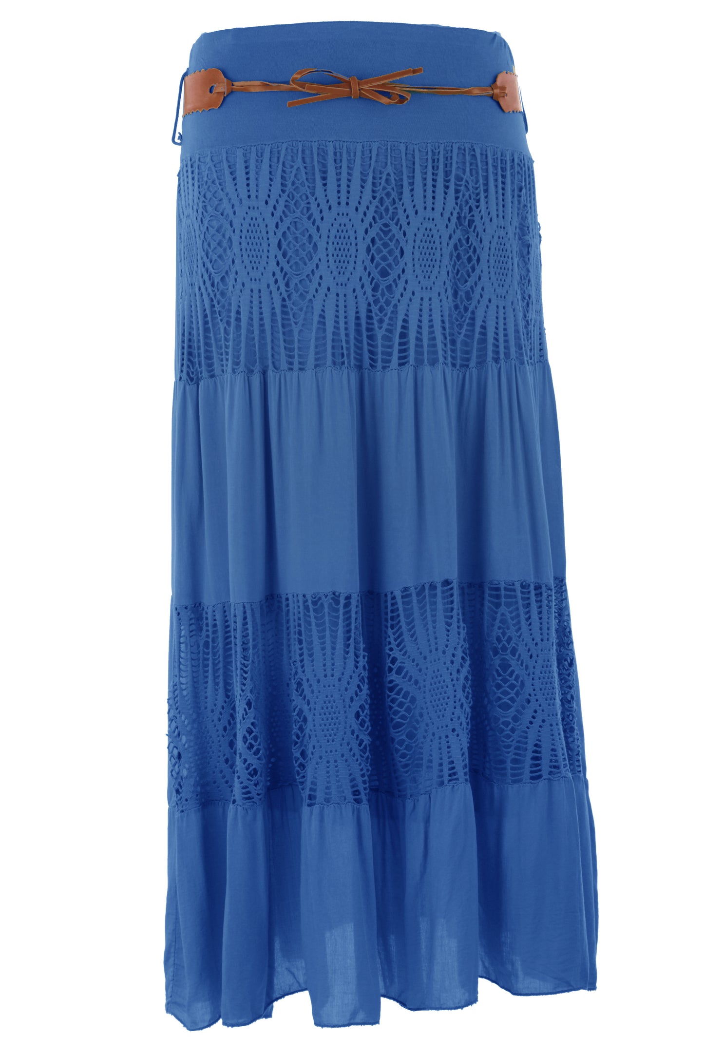Crochet Tiered Belt Midi Skirt