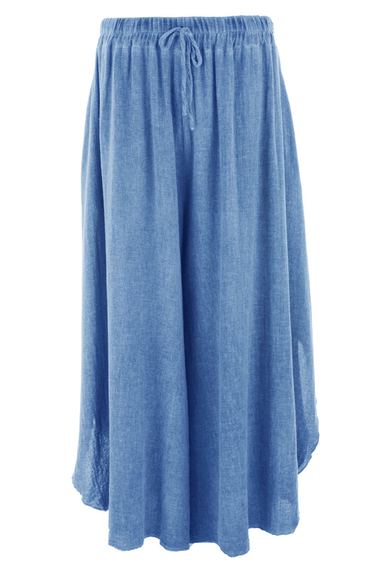 Side Slit Wide Leg Teabag Linen Trouser