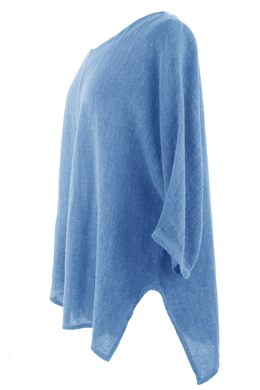 V Cutout Hem Linen Teabag Top