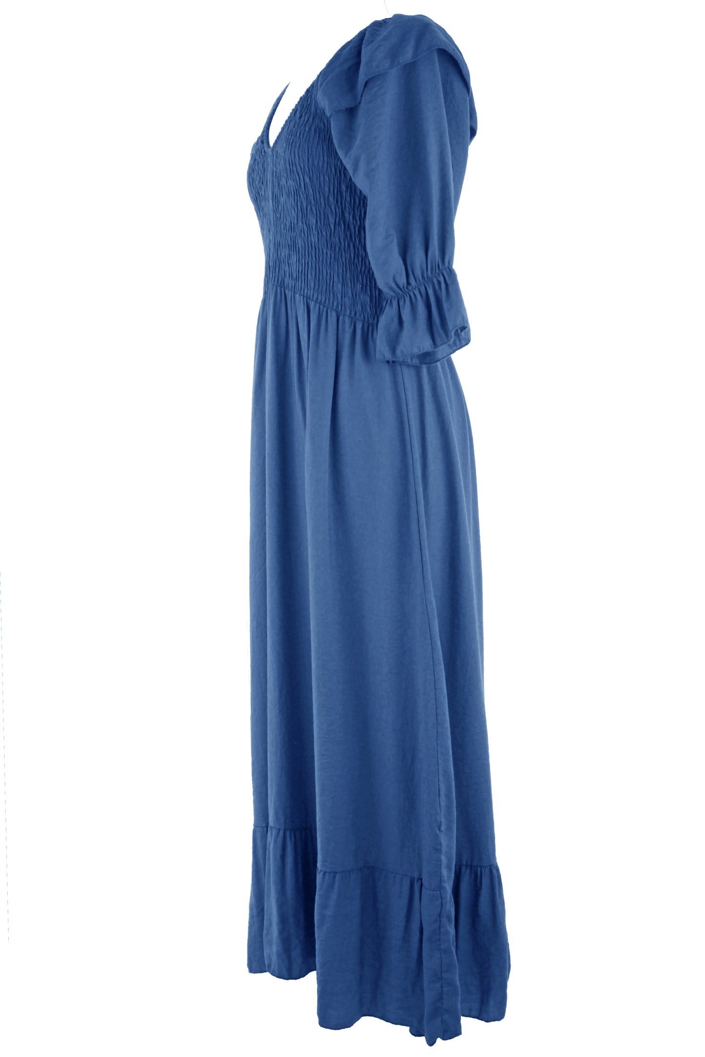 V Neck Smocked Maxi