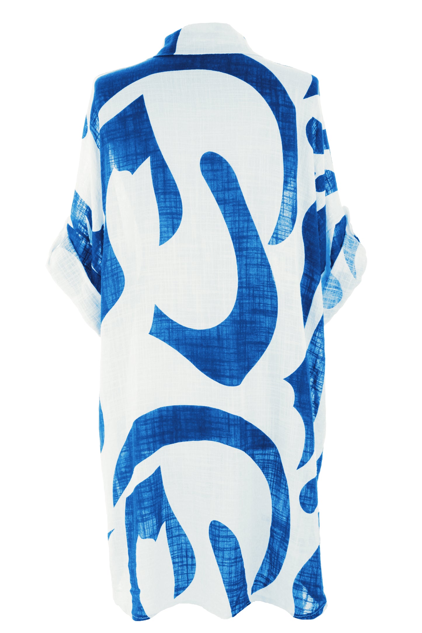 Abstract Print Longline Linen Shirt