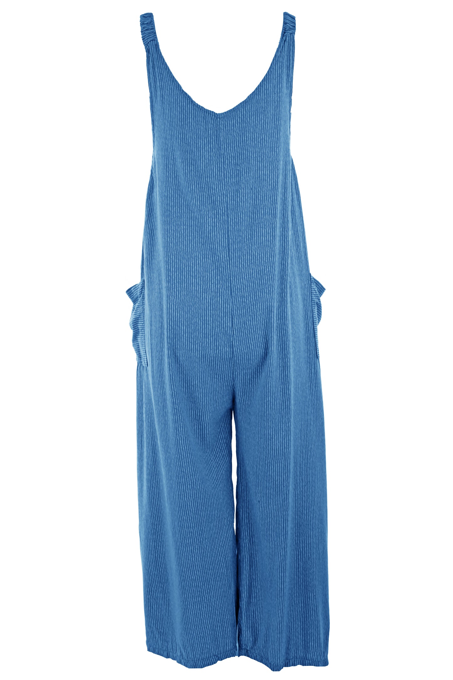 Button Detail Stripe Jumpsuit