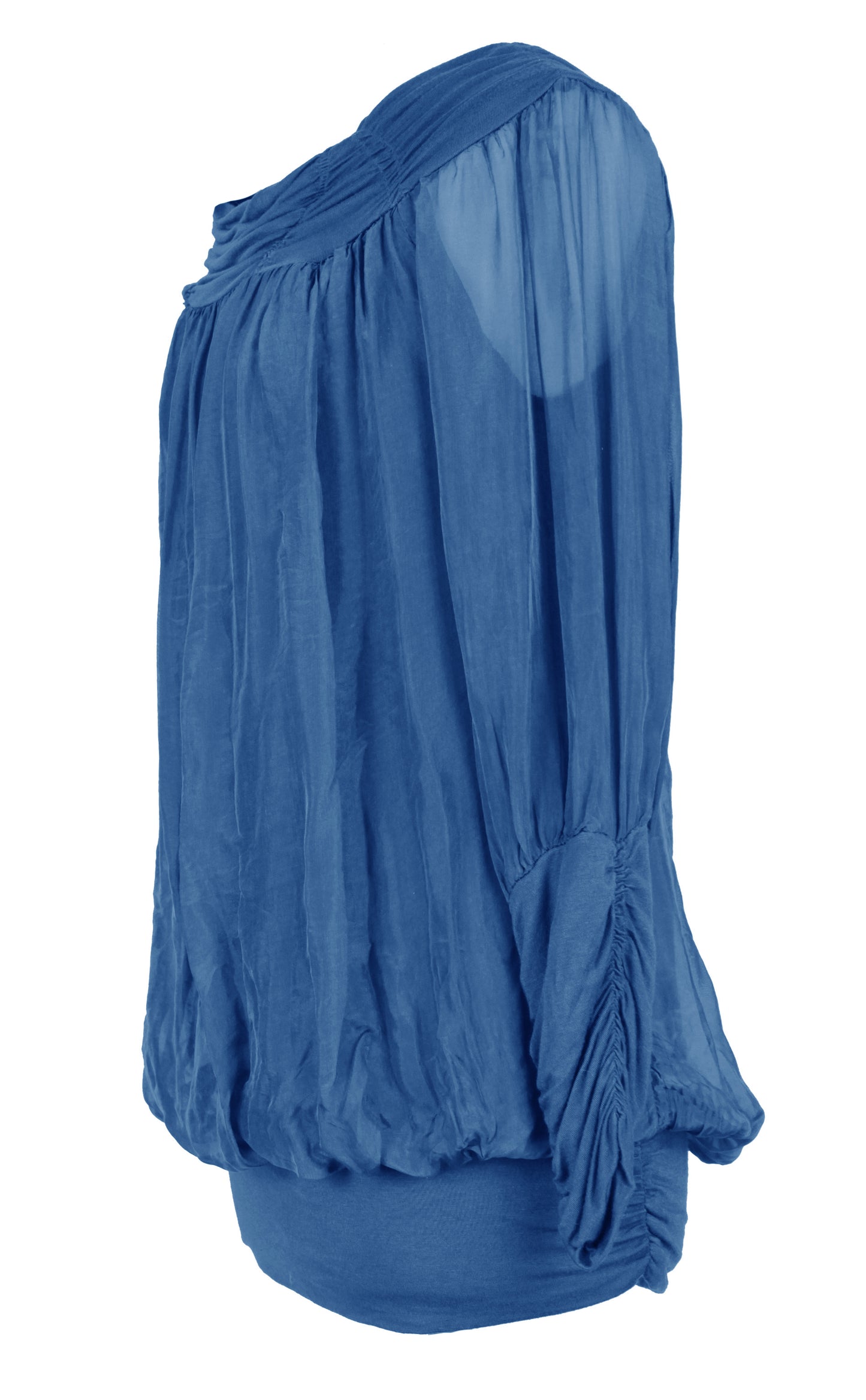 Ruched Neck Silk Blouse