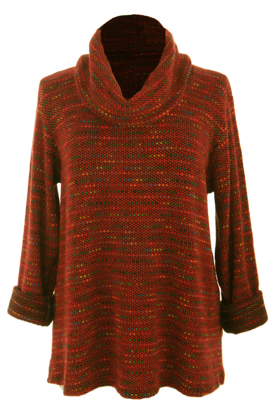 Cowl Neck Tweed Top