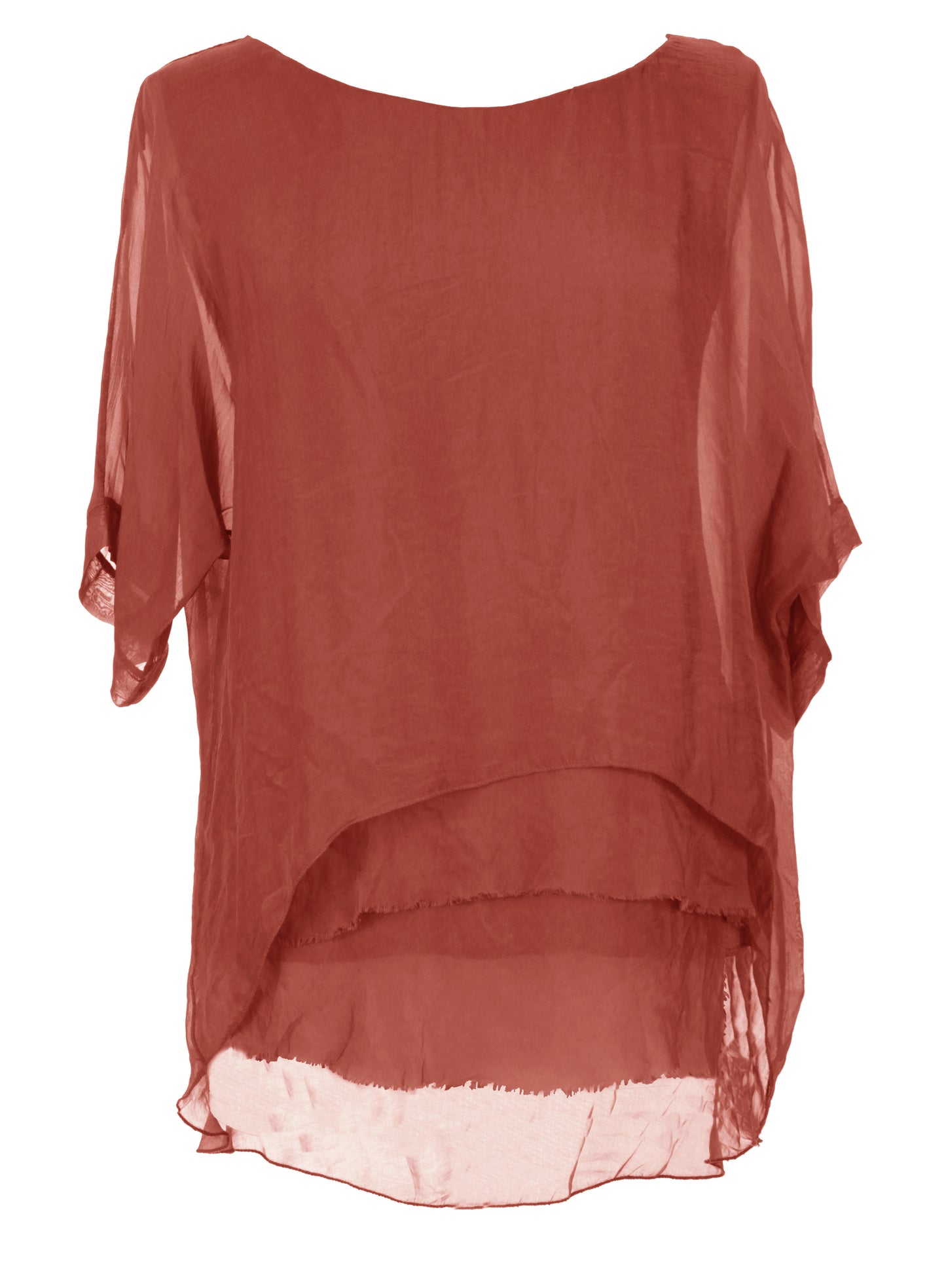 Frayed Hem Silk Top