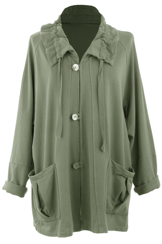 Rushed Collar Jersey Jacket