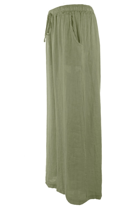 2 Pocket Wide Leg Linen Trouser