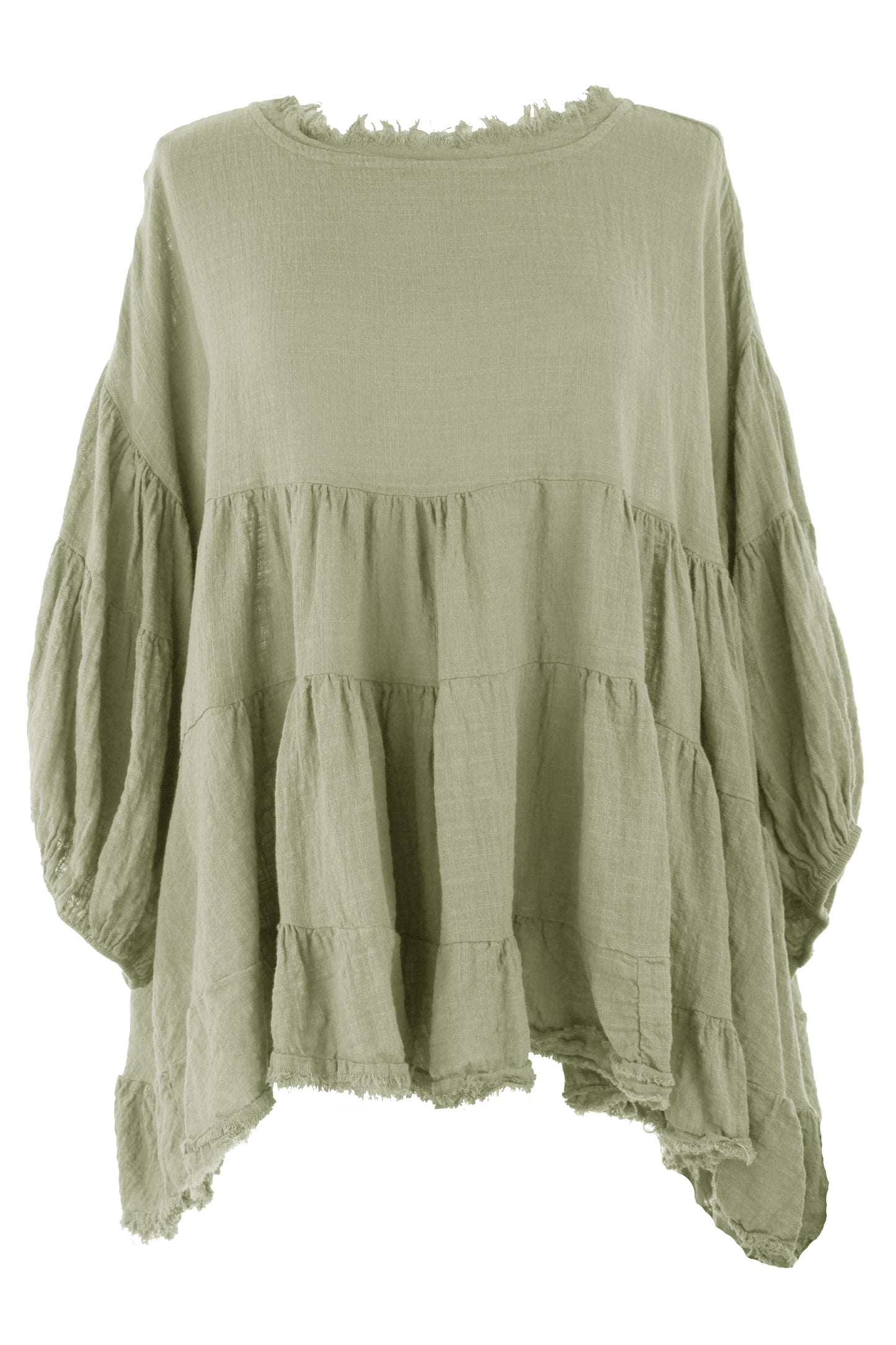 Balloon Sleeve Tiered Top