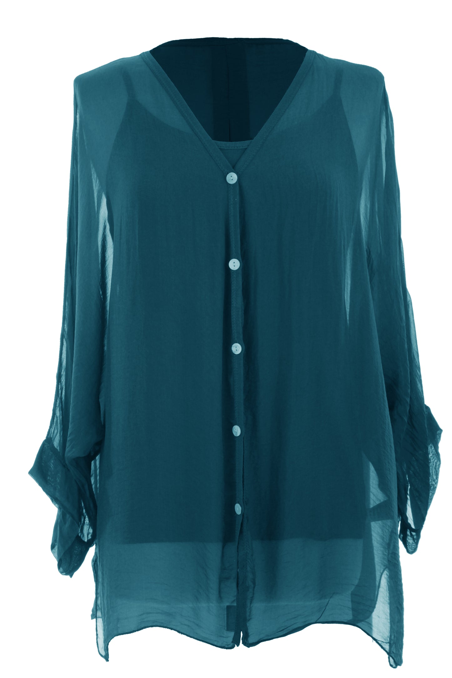 V Neck Silk Shirt with Vest