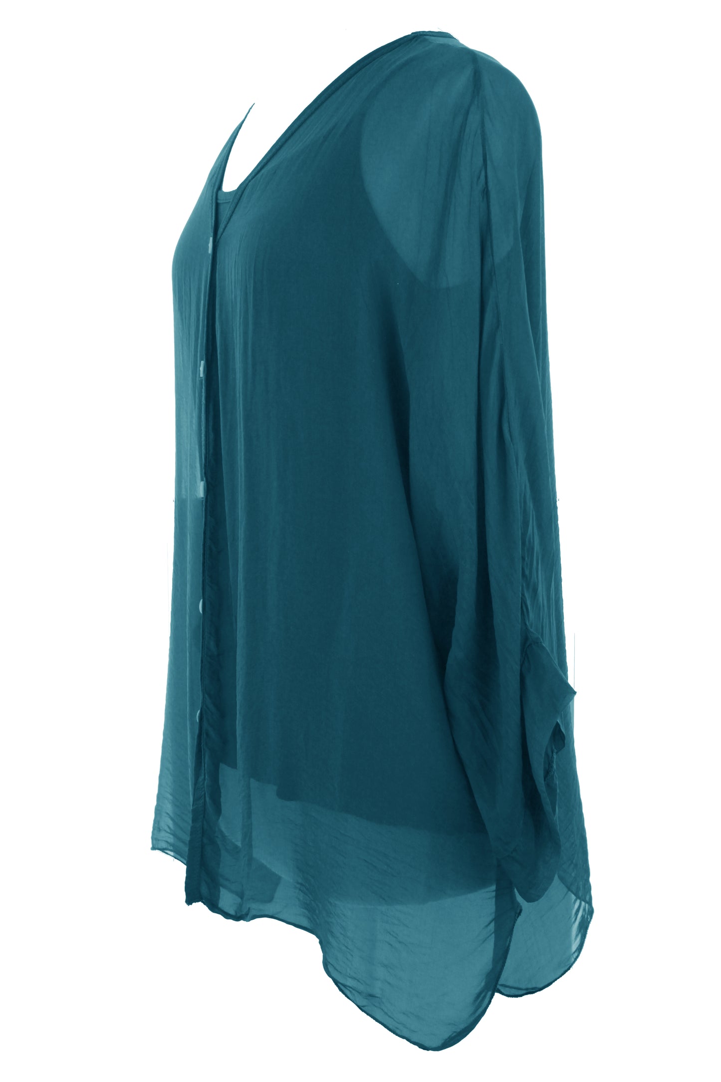 V Neck Silk Shirt with Vest