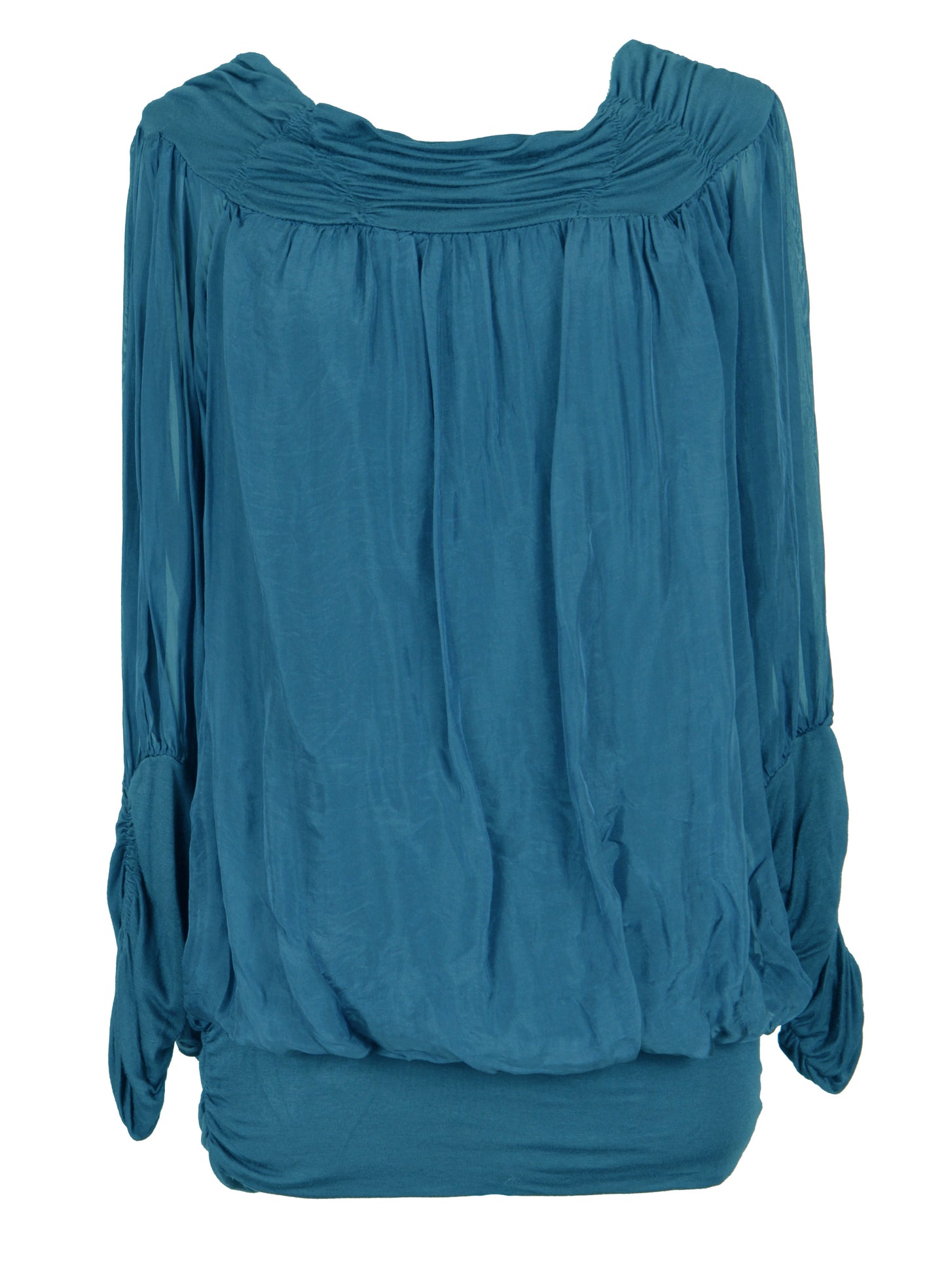 Ruched Neck Silk Blouse