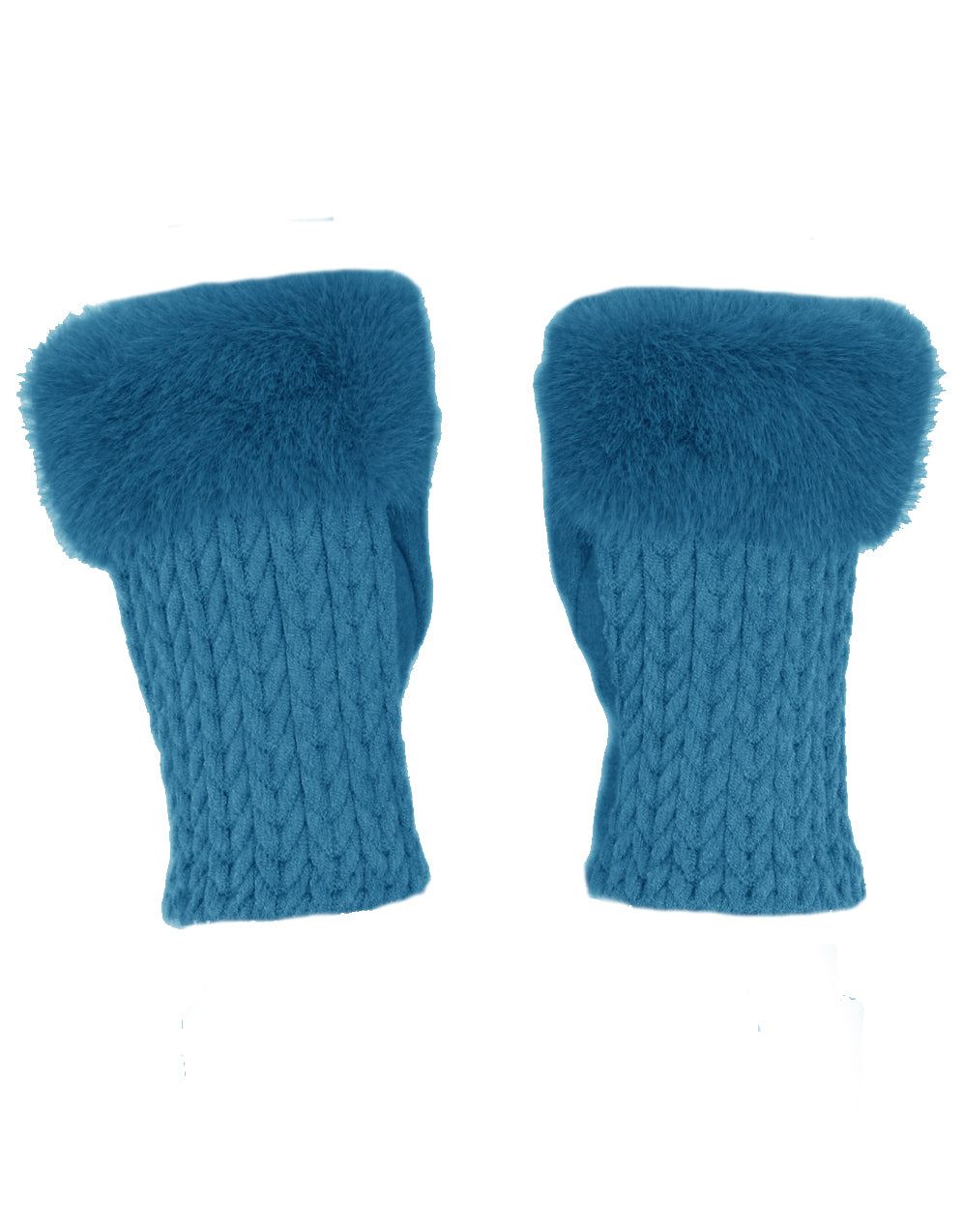 Faux Fur Cashmere Knit Fingerless Gloves