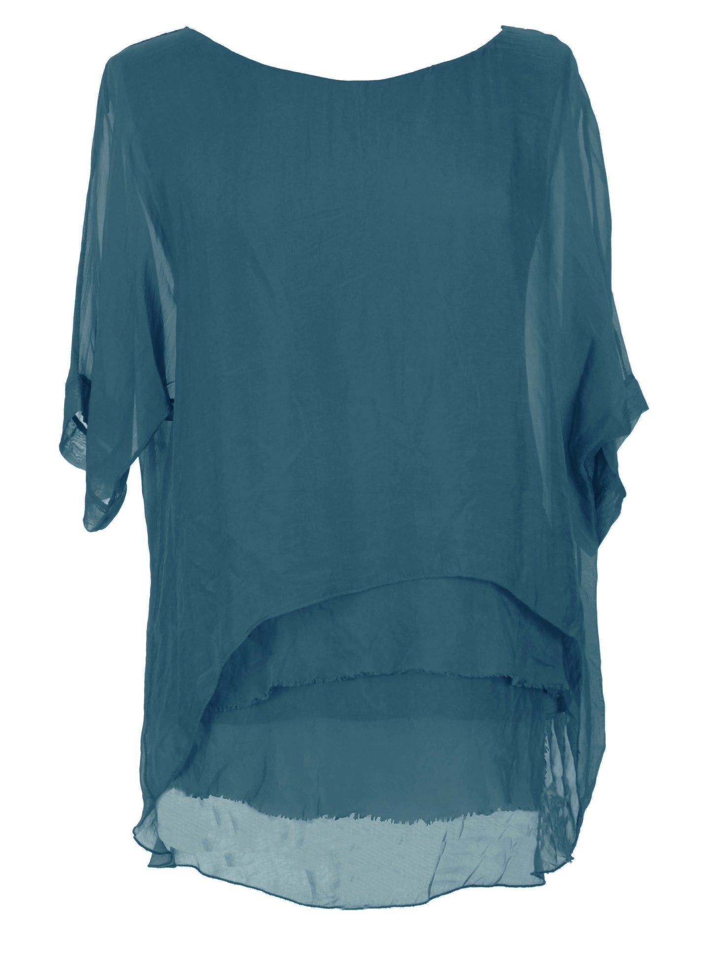 Frayed Hem Silk Top