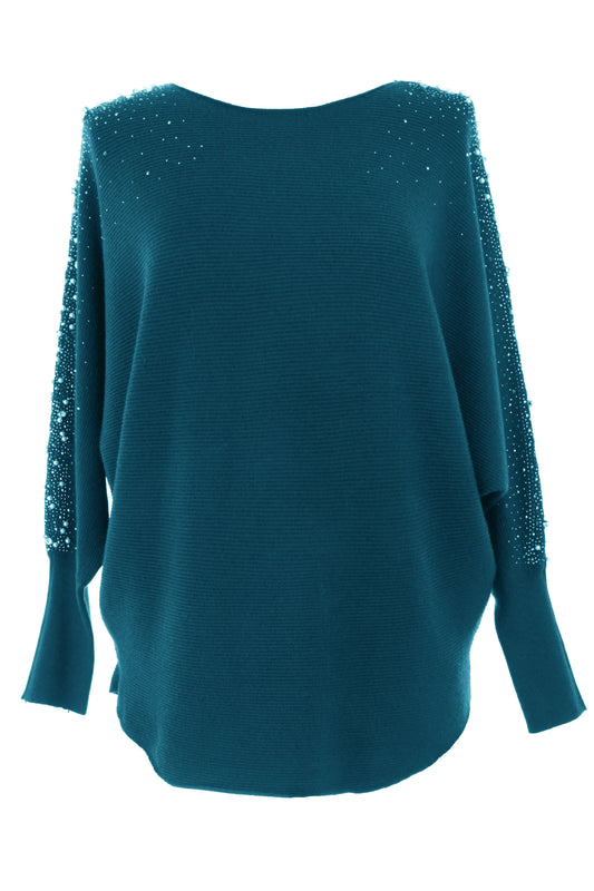 Pearl Diamante Sleeve Jumper