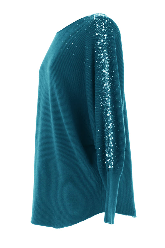 Pearl Diamante Sleeve Jumper