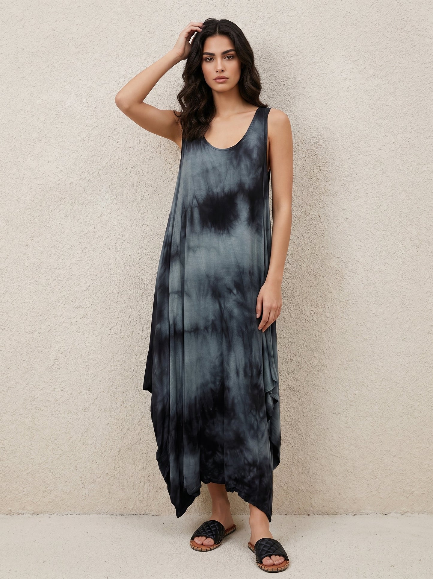 Sleeveless Tie Dye Midi Dress