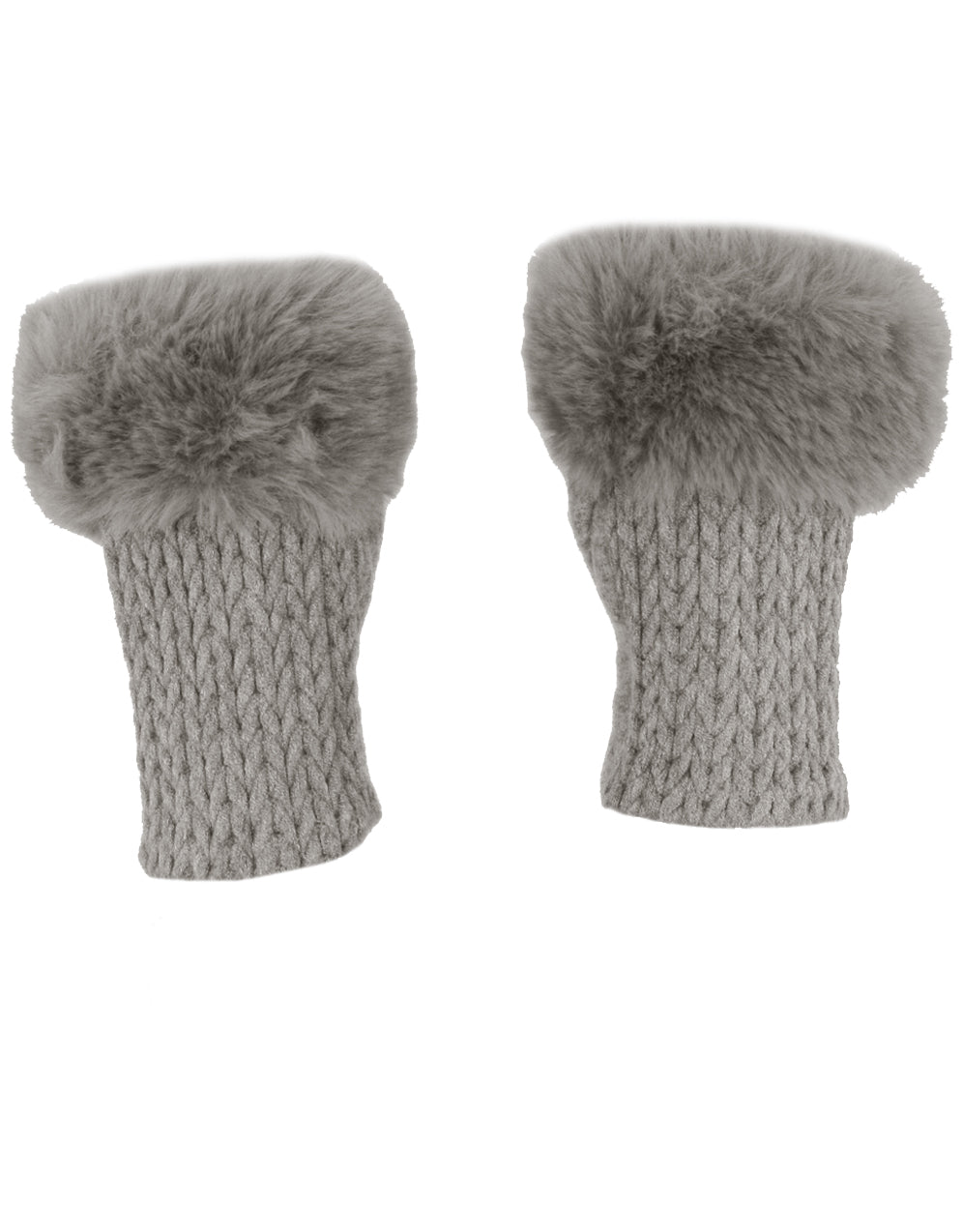 Faux Fur Cashmere Knit Fingerless Gloves