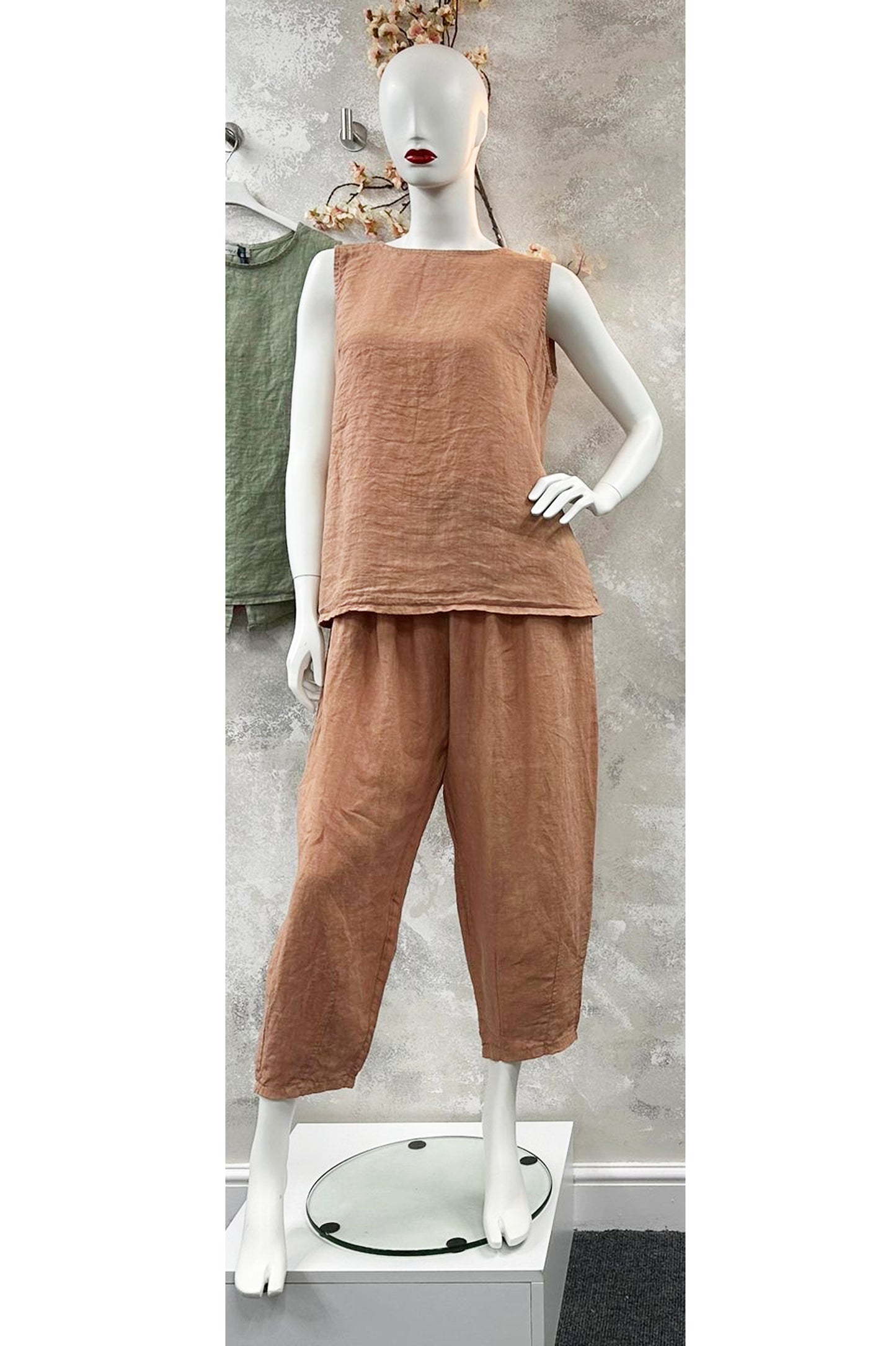 Sleeveless Button Back Linen Top