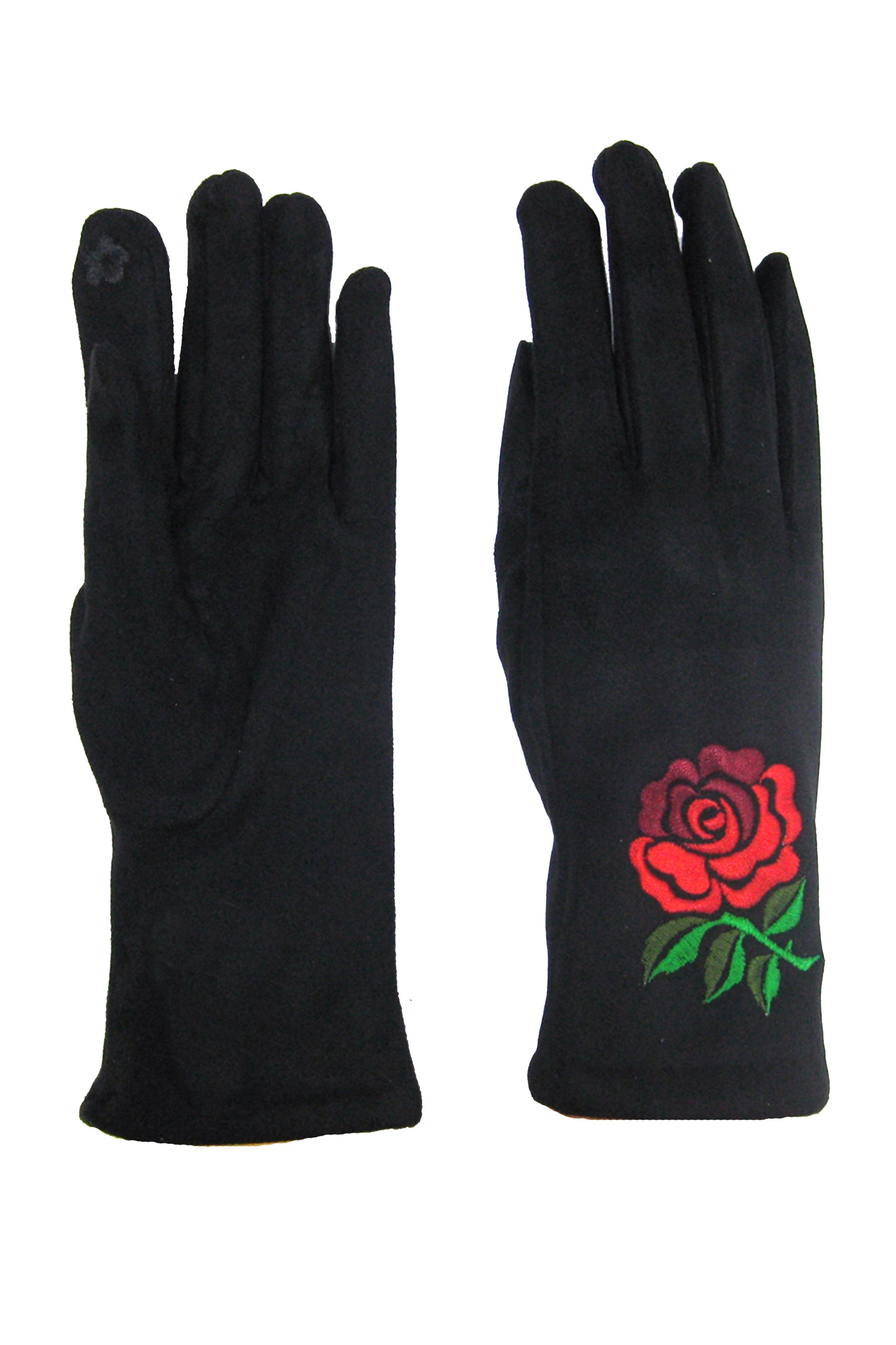 Rose Embroidery Suede Gloves