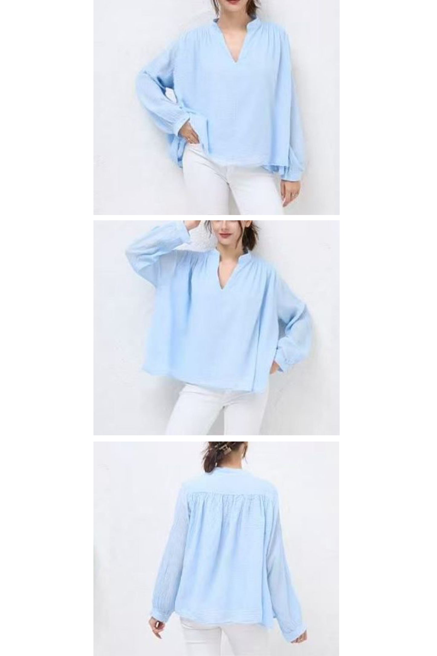 Ruched Shoulder Cotton Top