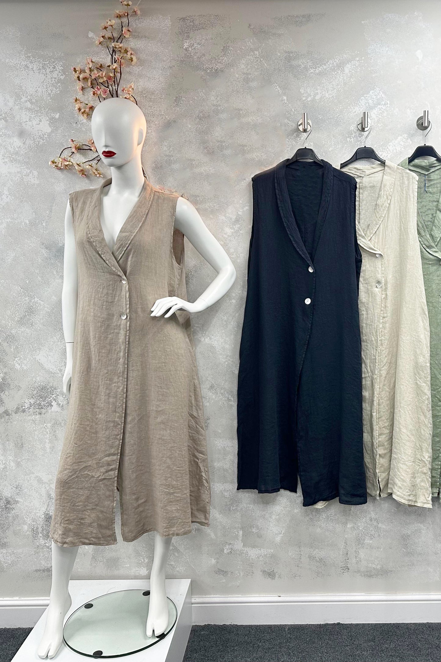 Sleeveless Collar Neck Linen Dress