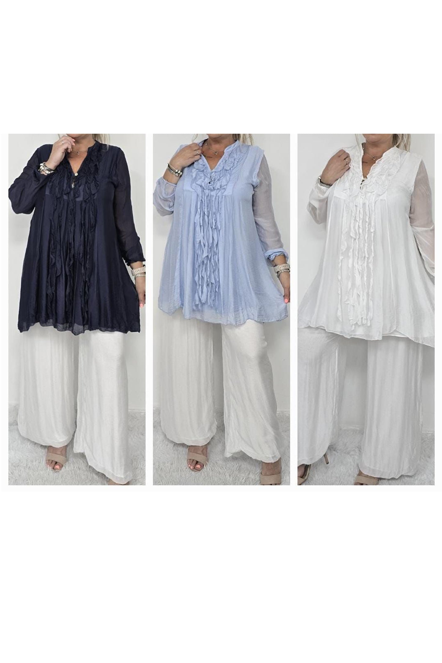 Frill Tassel Silk Blouse