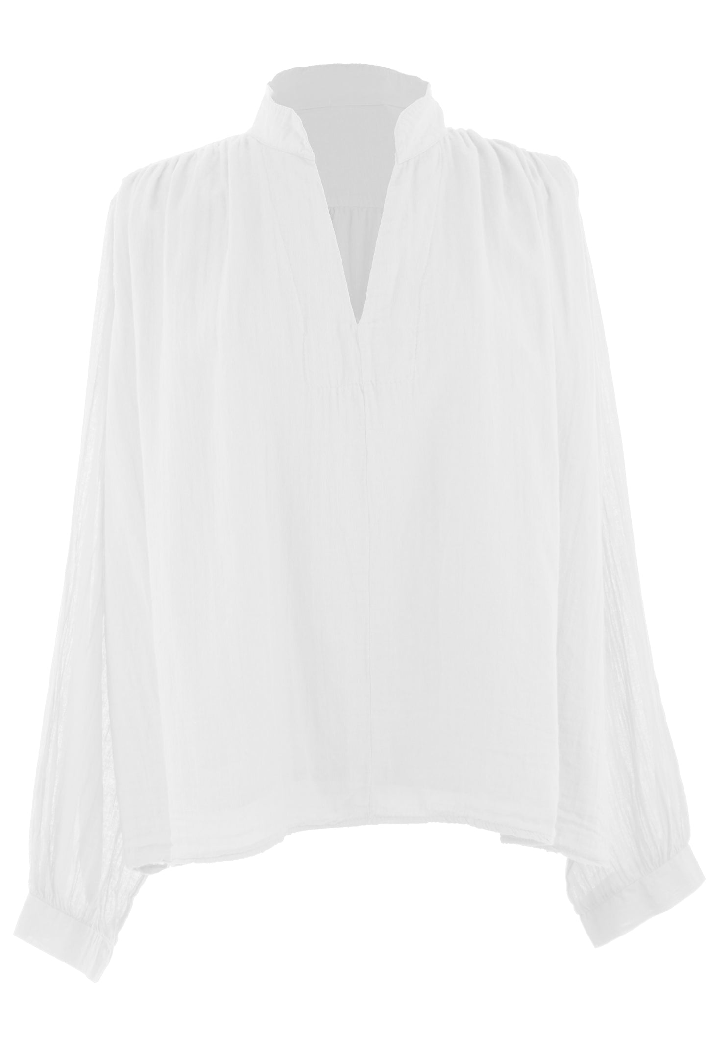Ruched Shoulder Cotton Top