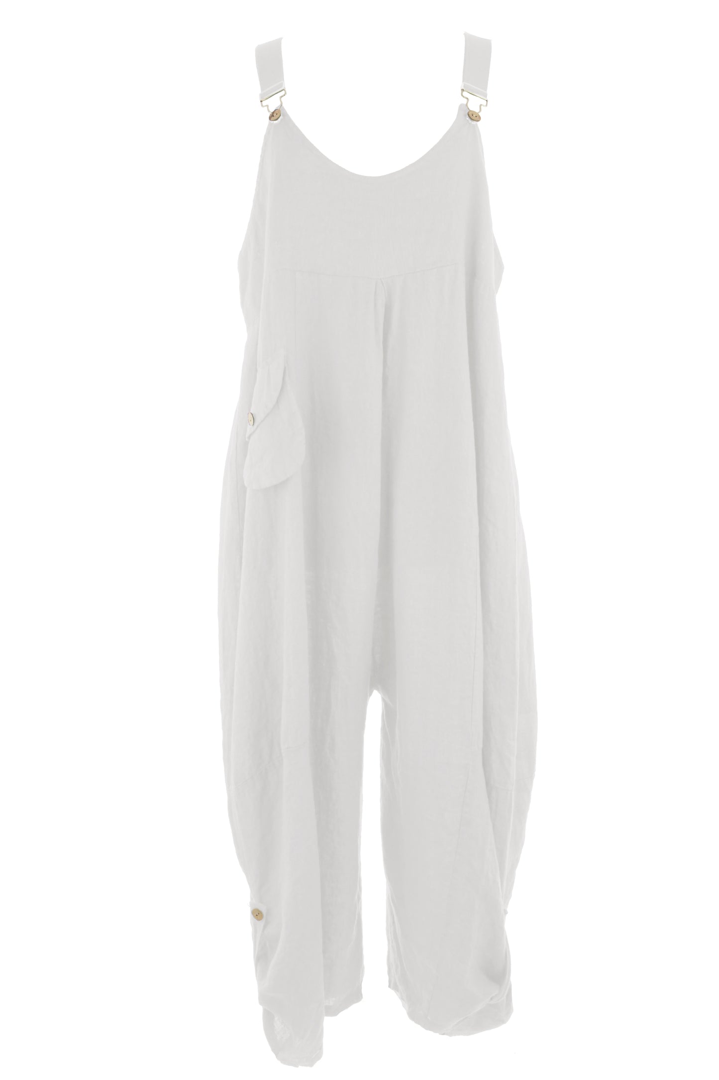 Flap Pocket Linen Jumpsuit