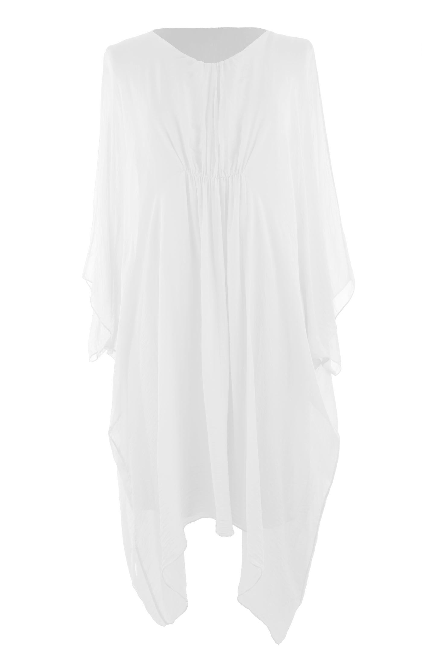 Ruched Front Silk Dress